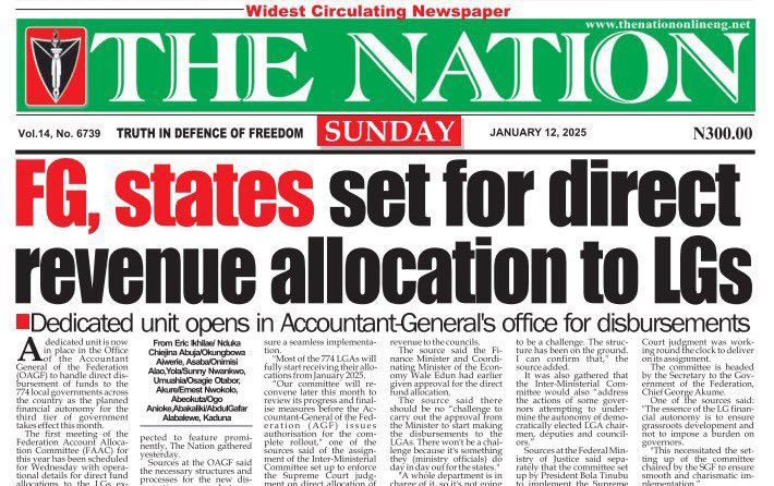 DOlusegun's tweet photo. A dedicated unit is now in place in the Office of the Accountant General of the Federation (OAGF) to handle direct disbursement of funds to the 774 local governments across the country as the planned financial autonomy for the third tier of government takes effect this month. https://t.co/BR0w4atZHB