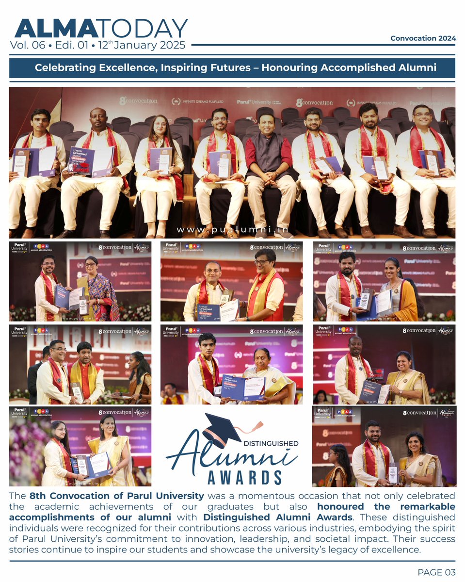 ParulAlumni's tweet image. New Year, New Cheer: Alma Today’s January Edition is Here! 🌟

Kickstarting 2025 with a celebration of alumni excellence! Your achievements! Our pride!🖤  

#AlmaToday
#AlumniNewsletter
#JanuaryEdition
#PUAlumniAssociation
#ParulUniversity