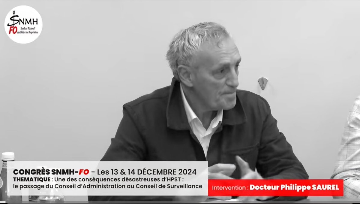 Phil_Saurel's tweet photo. L'une des conséquences désastreuses d'#HPST (HôpitalPatientsSantéTerritoire
Loi de 2009) la transformation du conseil d'administration de l'hôpital en conseil de surveillance...
Congrès @SNMH_FO Paris
https://t.co/TPYvW5eArW
#Montpellier https://t.co/2IMmibwaPM