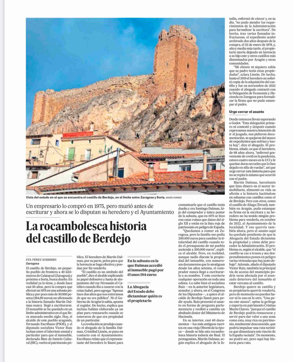 RuizdeDiego3000's tweet photo. 🏛️ Aquí tenéis una prueba de que el trabajo parlamentario en ocasiones te da importantes sorpresas, como en el caso de la titularidad del Castillo de #Berdejo.
@culturagob @ipcepatrimonio @gpscongreso @zaragozapsoe @aragonpsoe https://t.co/T2eH87uZz7