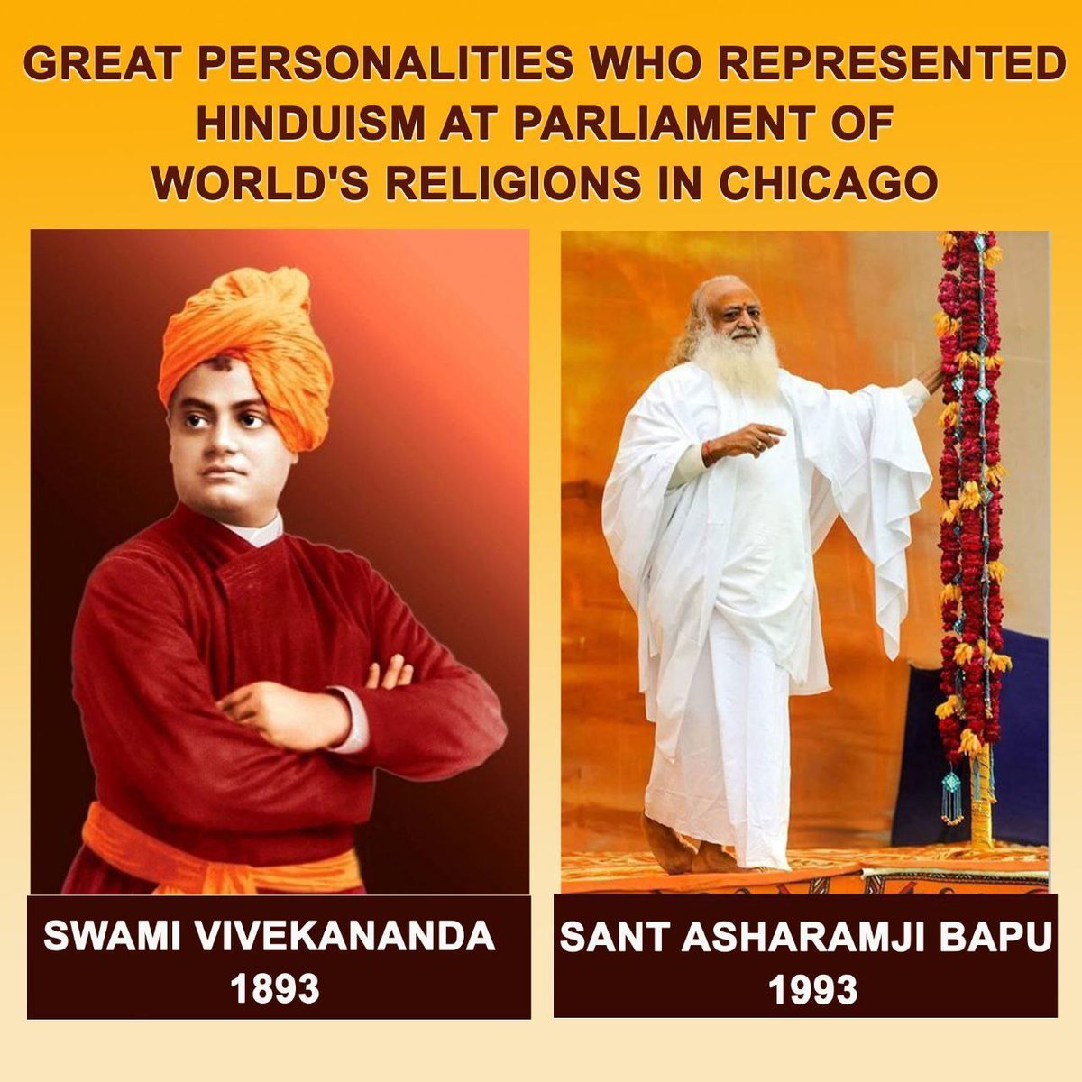 <a href="/Asharamjiashram/">Sant Shri AsharamJi Ashram</a> SwamiVivekananda's speech at the World's Parliament Of Religions in 1893 that made him popular as 'Messenger of Indian wisdom to the Western World!'
To honour Swami Vivekananda, #NationalYouthDay is Celebrated every year on January 12 since 1985.
-Sant Shri Asharamji Bapu