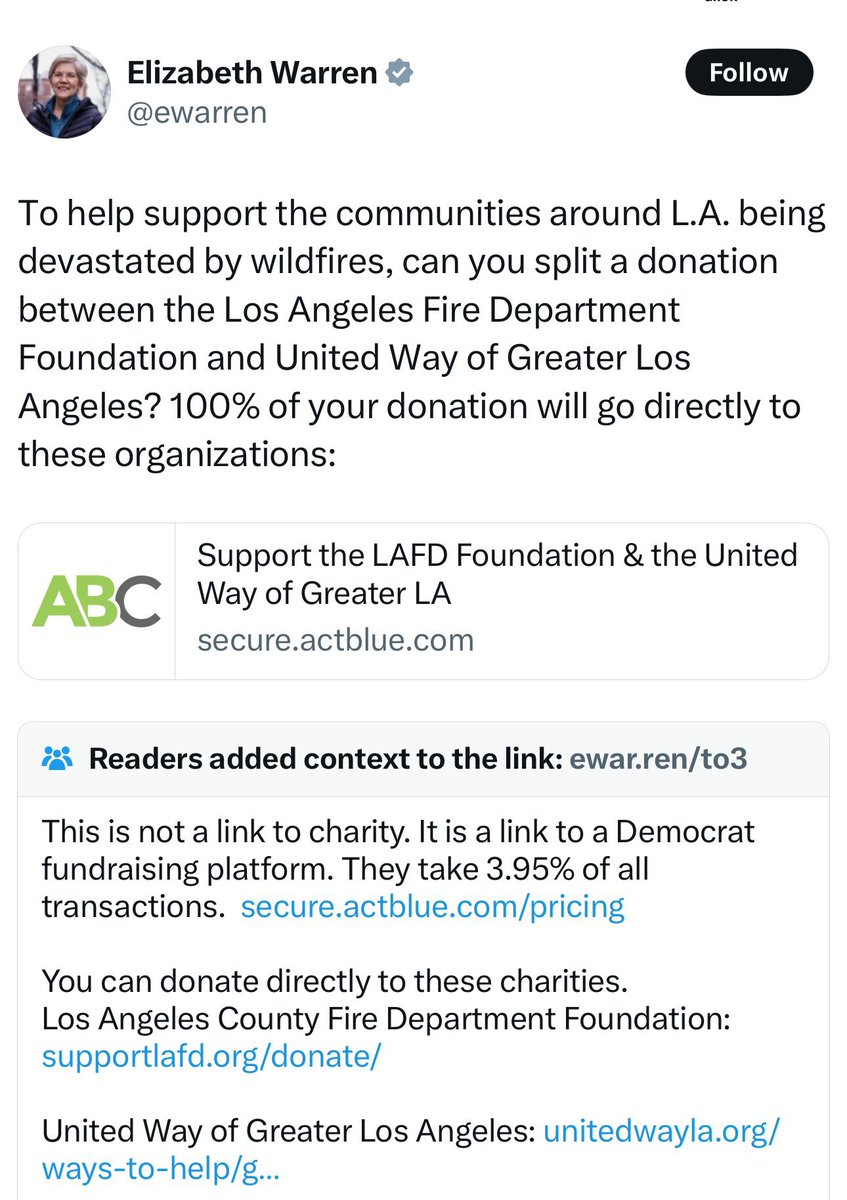 libsoftiktok's tweet image. The Governor of California and Elizabeth Warren using the devastating fire to raise money for Democrats is straight up evil. This is a new low even for them.