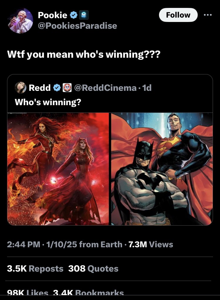 Tom12109856's tweet photo. Pls tell me I’m not crazy bc there’s WAY too many ppl are saying left…IMO they get shit on but what feats do wanda and jean really have?? https://t.co/AdZNCkZuxe