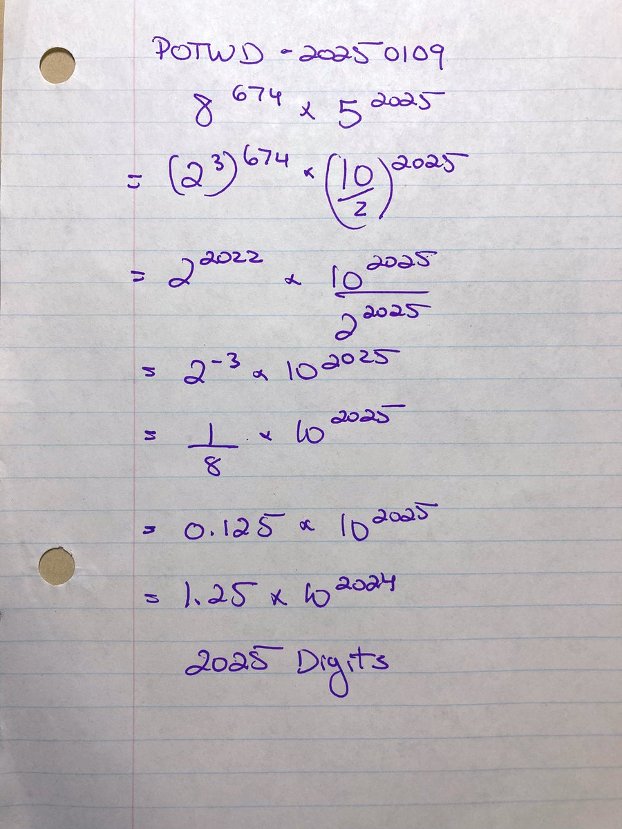 mrlemarquand's tweet image. (8^674)(5^2025) has product with 2025 digits? My attempt @UWaterlooCEMC #problemoftheweek #potw #problemsolving #abed #ccsdedu
Question link: cemc.uwaterloo.ca/sites/default/…