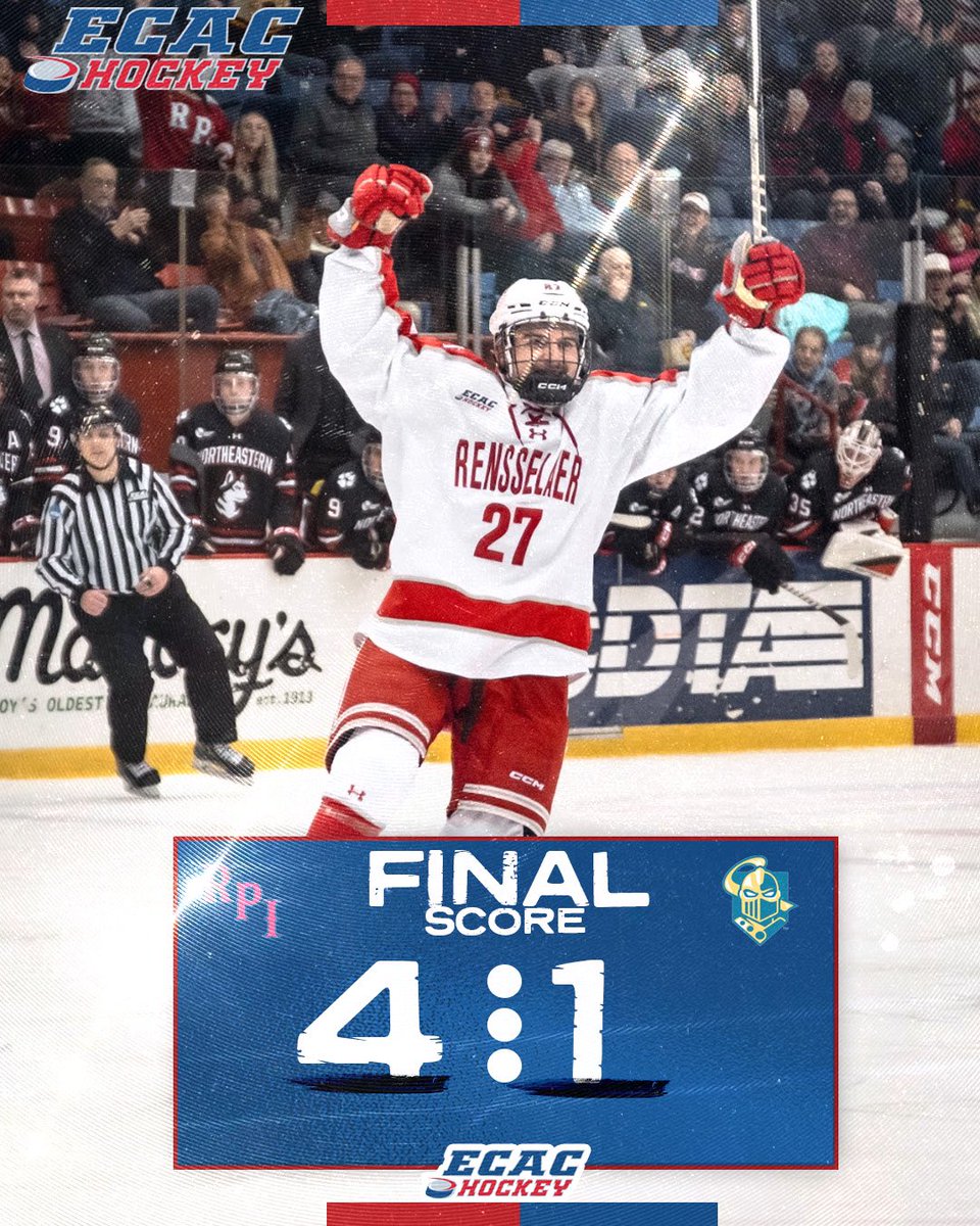 RPI strikes back to win their matchup against Clarkson in Potsdam, defeating the Golden Knights 4-1!

Goals (RPI): Tinling (2), Sullivan, Gagnon
Goals (CLK): R. Taylor

#ECACHockey