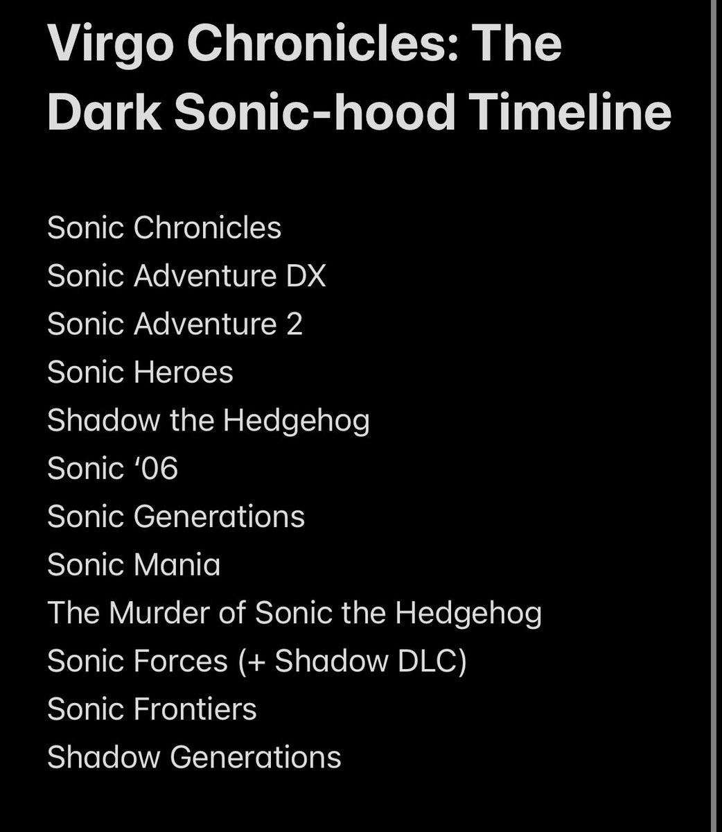 Clameron11's tweet photo. Here’s our list of Sonic games going forward. I’m going to go through hopefully all of these, starting tomorrow with Sonic Chronicles: The Dark Brotherhood https://t.co/mKVPzezJp6