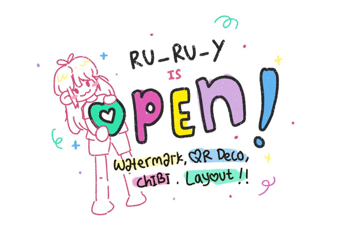 Ruru_y is now open! 🏄🏻‍♂️🍎🥽

🛒 : qr deco, watermark, commis chibi, custom design, layout

Informasi bisa diliat melalui 📌 pinned aku! #zonauang