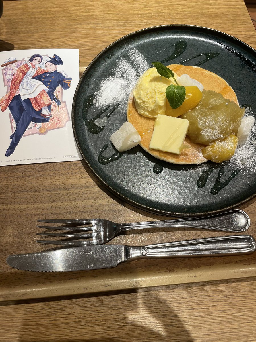 silverfox3752's tweet photo. 波うらコラボカフェ訪問(2回目)
今日はホットケーキをいただきました🥞周りにも黒糖あずきミルクとセットでお召し上がりの方が🥰🎶
パネル見てニヤニヤが止まらない😆

＃波うららかに、めおと日和 https://t.co/zANMB6dU2r