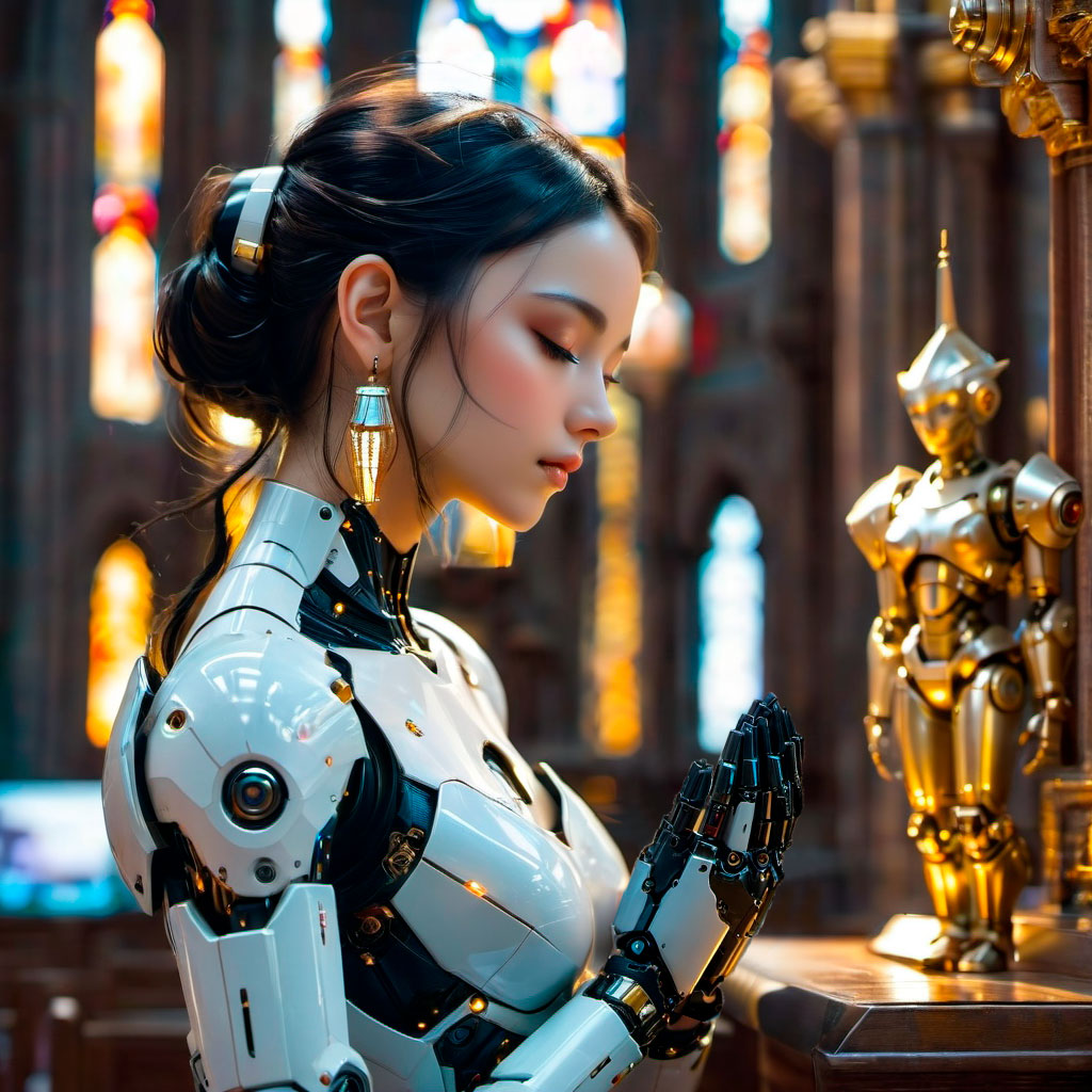 Geremint's tweet image. 🅴🆃🅷🅴🆁🅴🅰🅻 🅿🆁🅰🆈🅴🆁
In a world where technology and humanity converge, she prays for a better tomorrow! 🤖🙏✨
#AndroidArt #NFT #Drop #SciFiAesthetic #DigitalHumanity #Futurism #Art ✨🔵🟡🔴