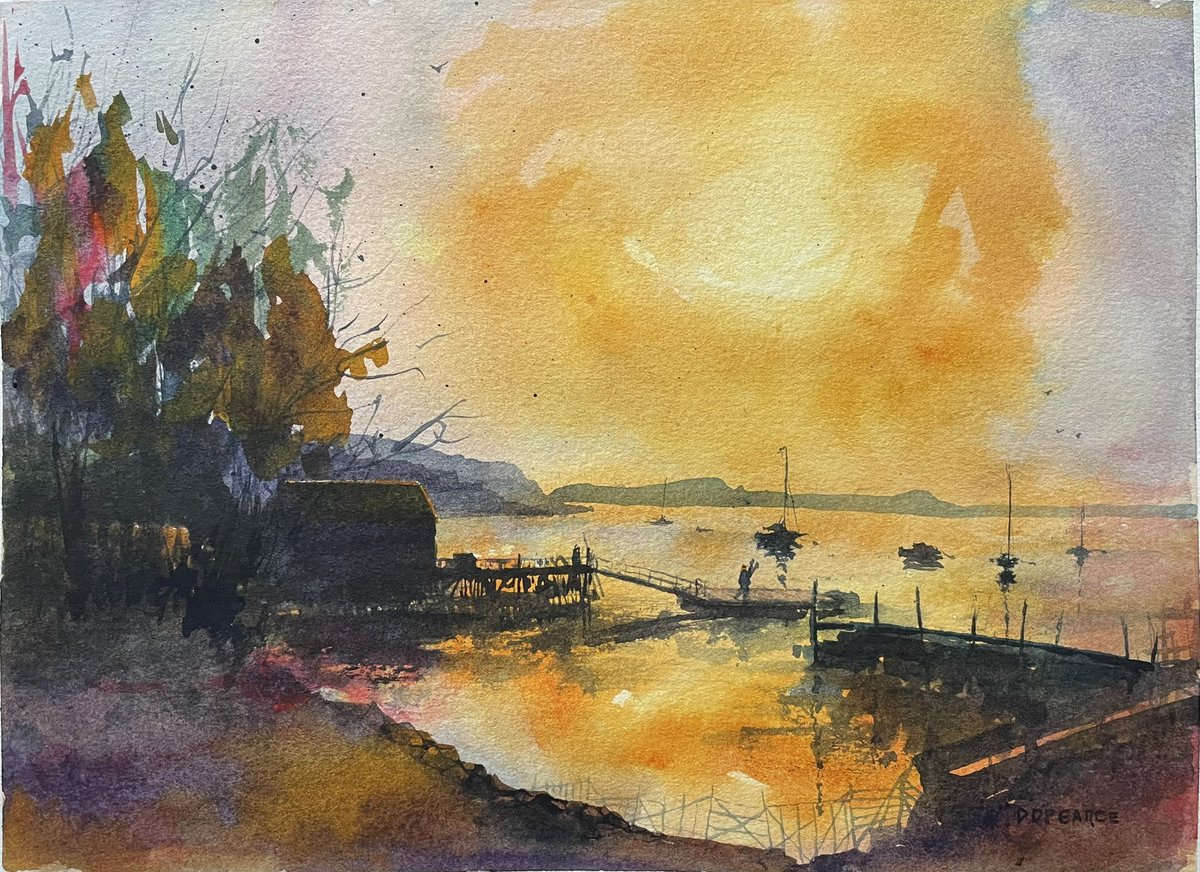 daviddpearce's tweet image. Good Morning, Harpswell - First painting of new year - #sold #watercolorpainting #harpswell #maine #seascape #sunrise #maineart #originalart #daviddpearce #ddpearcefineart