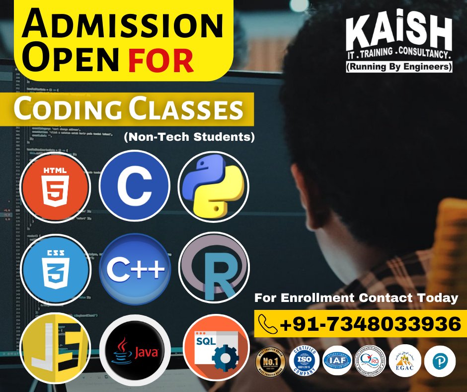 Kaishclasses's tweet image. 🎓 Admission Open for Coding Classes!
No Tech Background? No Problem! 🚀
Unlock your potential in the digital age with our coding classes designed for non-tech students!
🔗 Enroll now to future-proof your career!
📞Call us at 073480 33936
#kaish #coding #codingbeginners