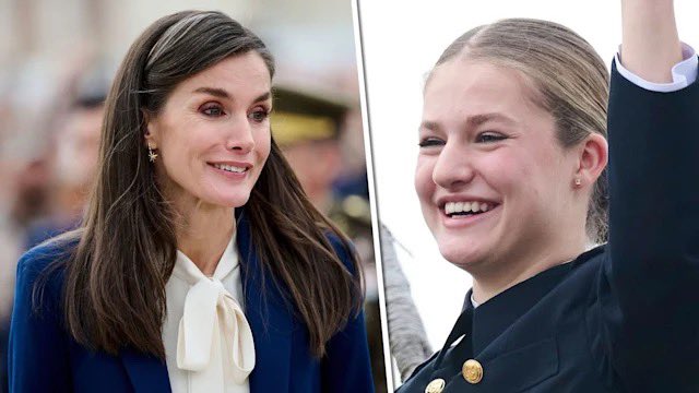 AdoreCeleb26346's tweet photo. Queen Letizia emotional as 19-year-old Princess Leonor begins a new chapter in her life. #royal #leoner #PrincessLeonor https://t.co/QxrR0AHLQw
