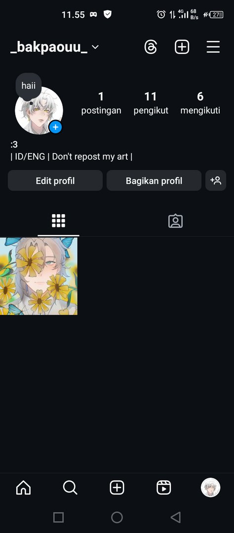 siang Artist! sender baru saja buat akun art di ig🤩✨, Adakah yang mau ber-☁️ sama sender di ig?? kalau mau drop link ig kalian di bawah yaaaa🙌🙌~