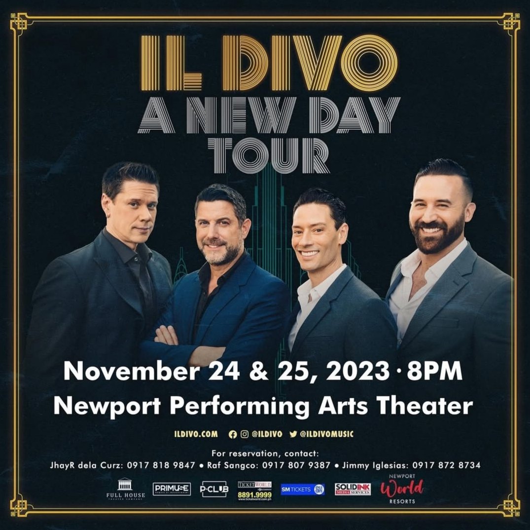 BravoEntCN's tweet photo. Experience the unparalleled harmony of @ildivo live at the Newport Performing Arts Theater in Manila on November 24th &amp; 25th, 2023 at 8 PM.@Primuse_Live https://t.co/OpOaceBPls