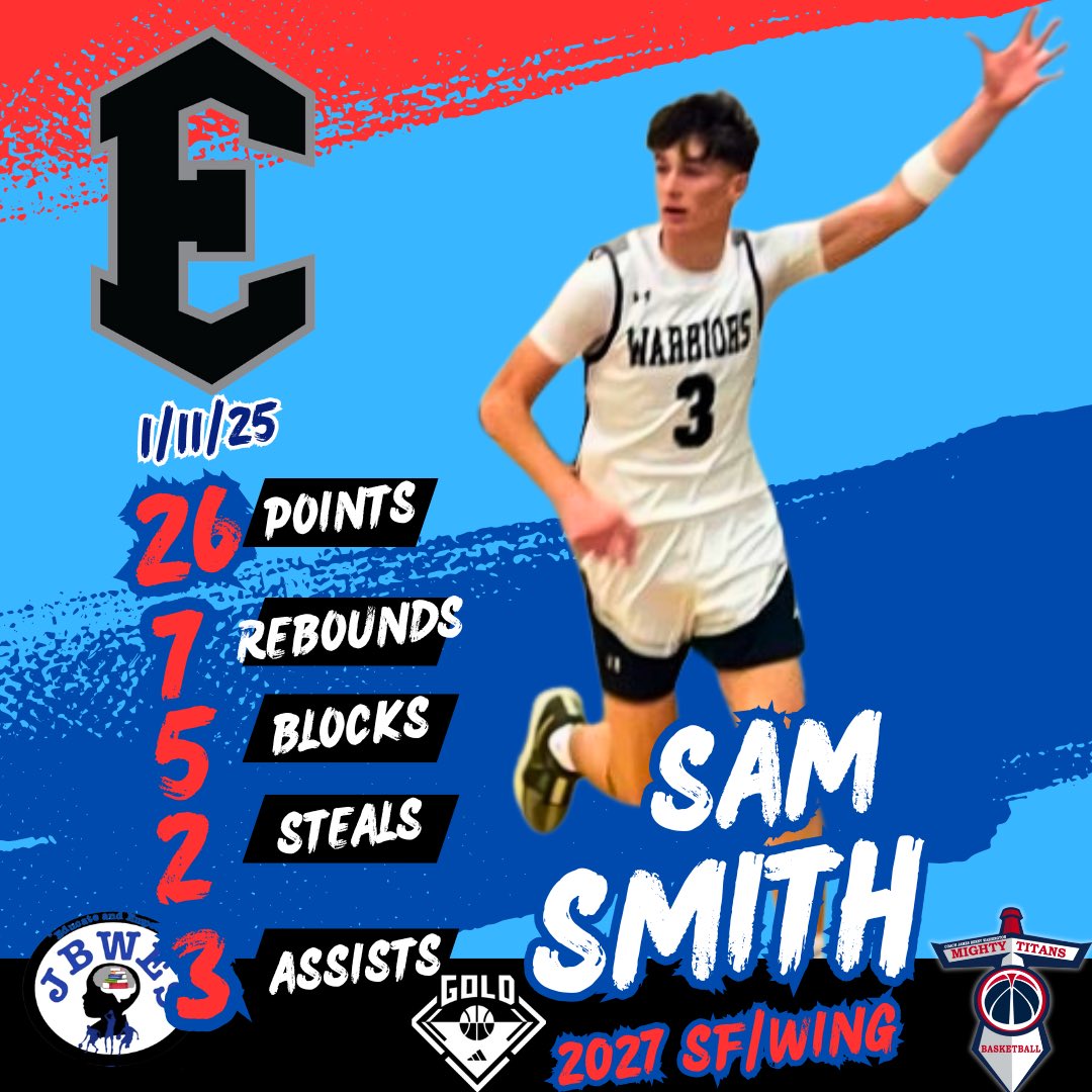 Mighty Titans #850 FL 🏀 (@mightytitansfl) on Twitter photo Sam Smith (<a href="/samuele_smithh/">Samuele Smith</a> ), 2027, 6’4, Wing/SF, Elberta (AL) High School Basketball w/ 26pts, 7rbs, 5 blocks,3 assists and 2 steals! Great Job Big Sam!! Go Titans & Go Warriors! <a href="/adidasHoops/">adidas Basketball</a> <a href="/3SSBCircuit/">3Stripes Select Basketball</a> <a href="/3StripesGOLD/">3Stripes GOLD Basketball</a> circuit incoming! Sam Smith (<a href="/samuele_smithh/">Samuele Smith</a> ), 2027, 6’4, Wing/SF, Elberta (AL) High School Basketball w/ 26pts, 7rbs, 5 blocks,3 assists and 2 steals! Great Job Big Sam!! Go Titans & Go Warriors! <a href="/adidasHoops/">adidas Basketball</a> <a href="/3SSBCircuit/">3Stripes Select Basketball</a> <a href="/3StripesGOLD/">3Stripes GOLD Basketball</a> circuit incoming!