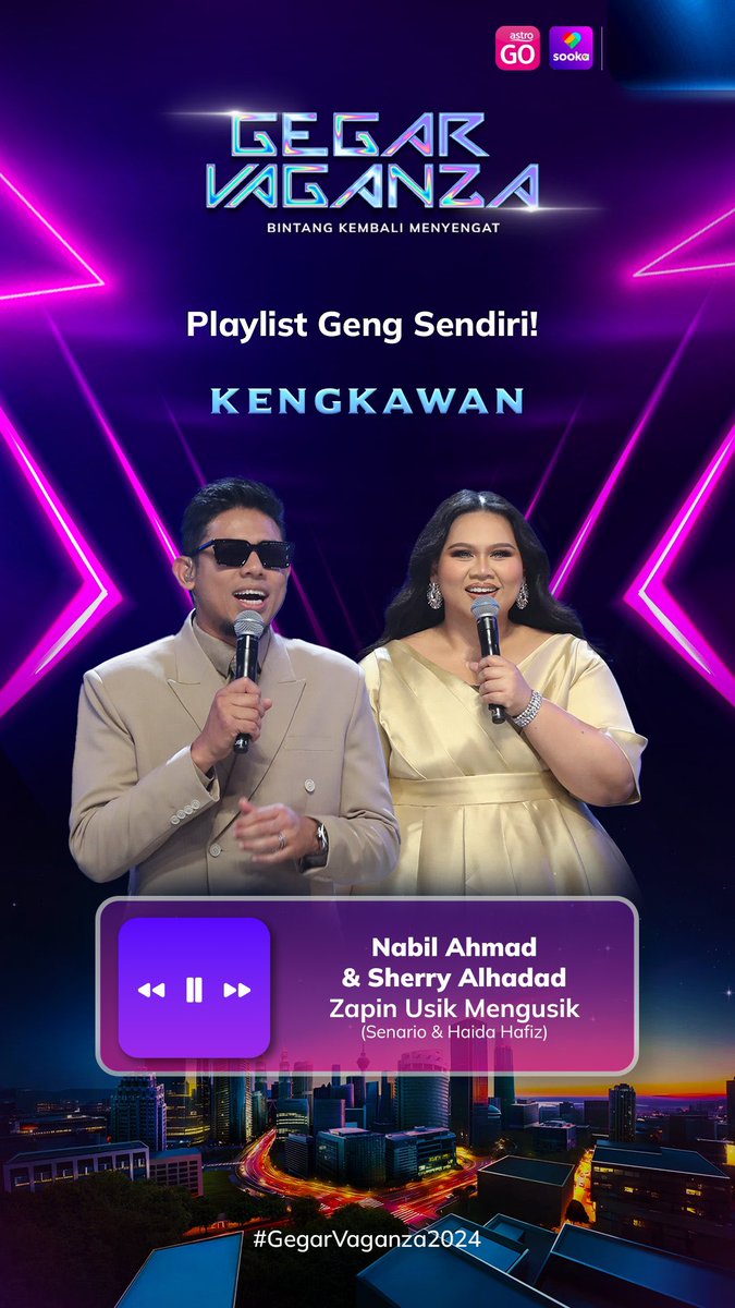ainfarikh's tweet photo. Tema minggu ni, Kengkawan. Lagu pilihan ni kasi sapot atau boikot? 🤪 
Jom usha Gegar Vaganza 2024, setiap Ahad, 9 malam, LIVE di Astro Ria atau strim di Astro GO dan sooka
#GegarVaganza2024 #GV11 #BintangKembaliMenyengat #Vaganzers #JomUsha #AstroMalaysia #AstroGo #sookaMalaysia https://t.co/0ulnQVa0it