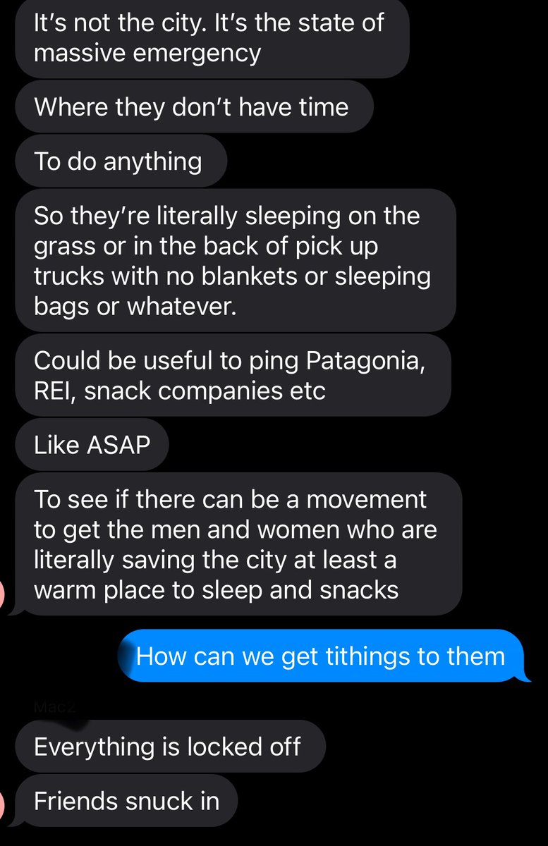 Yall there are thousands of out of town fire fighters *sleeping at the Rose Bowl* who do not have adequate supplies despite saving our city -

Does *anyone* have info on how we can help them besides literally sneaking in?  This seems insane