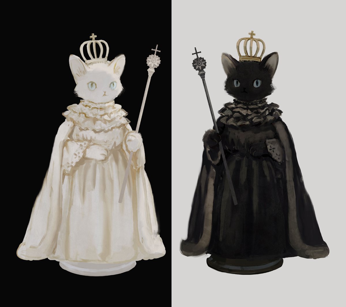 rt0no's tweet photo. RoyalPrincessAlice様とのコラボで描かせていただきました。
「♟Chess Board Cat 🐈‍⬛」 https://t.co/OCvqkiK9Ly https://t.co/vEwfpsts1p
