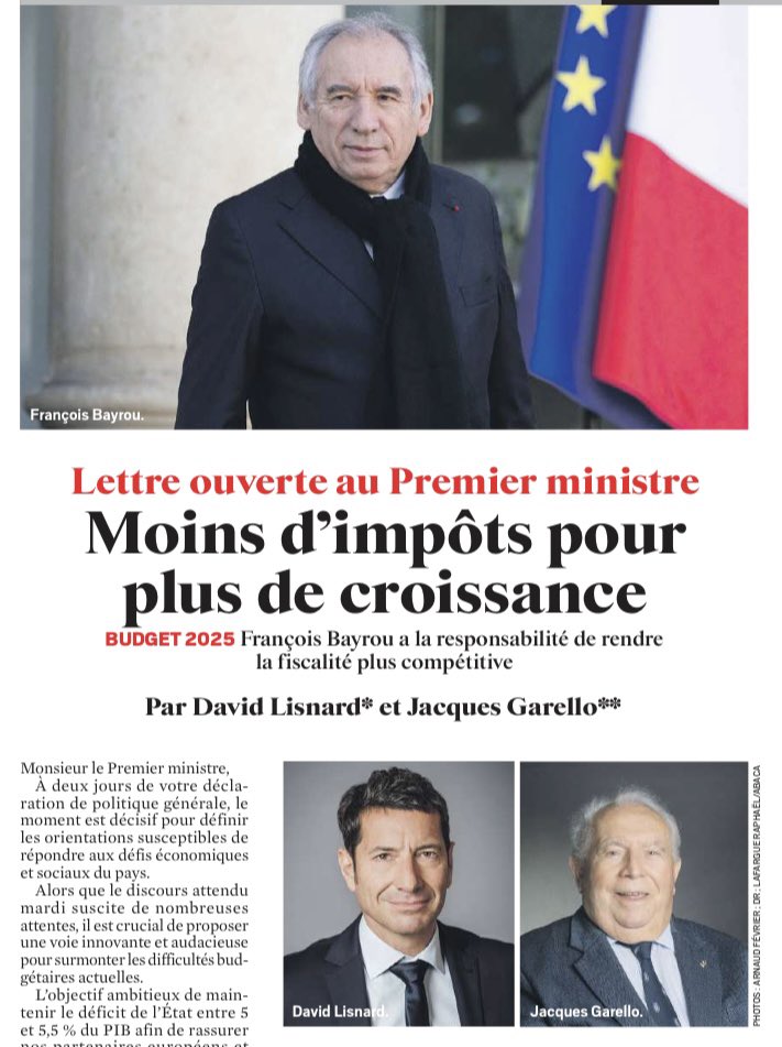 « Il est urgent de rendre notre fiscalité + simple, + juste et + compétitive en la couplant à une réduction structurelle de la dépense publique pour enfin offrir un cadre propice à la croissance, à l'investissement et à l'emploi. »

Lettre de <a href="/davidlisnard/">David Lisnard</a> à lire absolument 👍