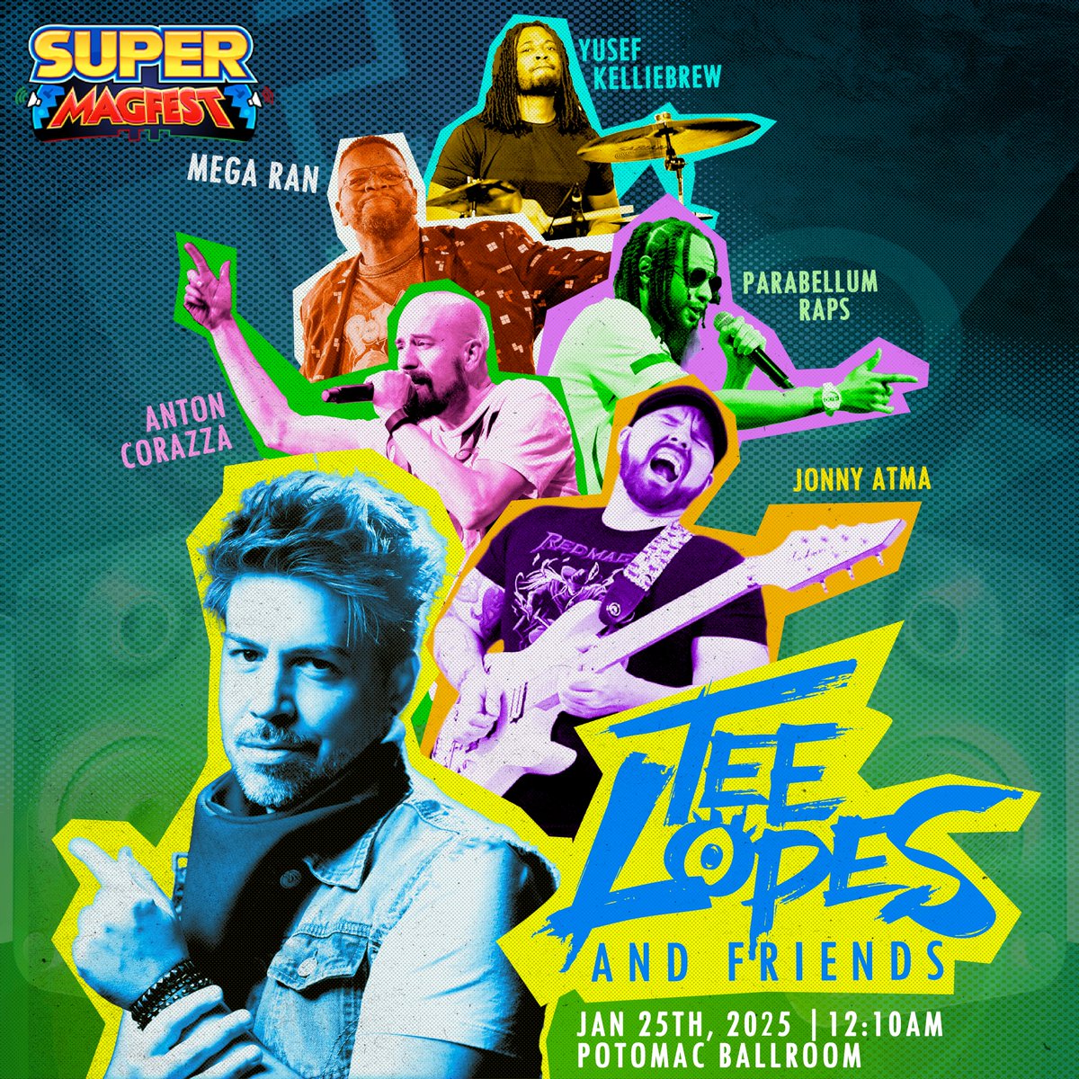 There's no way I'm missing this! 🔵🐢🤜🪀🎤🎸🥁🪩🎶#TeeLopesAndFriends #SuperMAGFest2025 <a href="/MAGFest/">MAGFest</a> <a href="/JonnyAtma/">Jonny Atma</a> <a href="/MegaRan/">Mega Ran</a>  <a href="/AntonMCorazza/">Free Kilmar</a> <a href="/YKelliebrew/">Yusef Kelliebrew</a> <a href="/ParabellumRaps/">Viewtiful Moe</a>