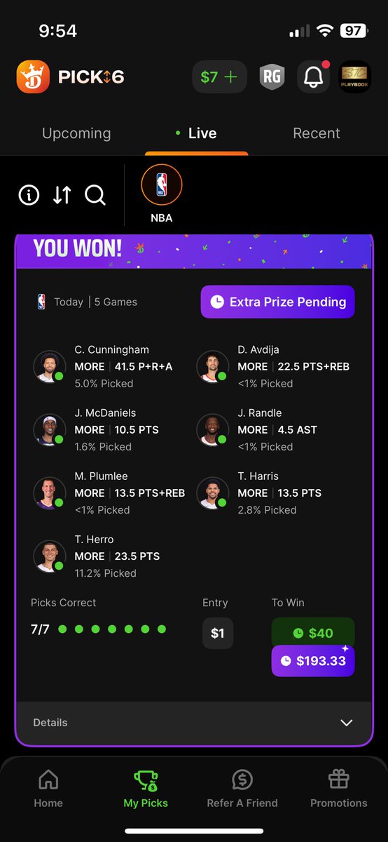 DavidEvanz's tweet photo. This one is dedicated to @ConnorLearnNBA he doesn’t post NBA anymore but taught me how to research and find the right plays. This was a $1 bet that paid 200x.

#ComeBackConnor https://t.co/9SjcIncorc