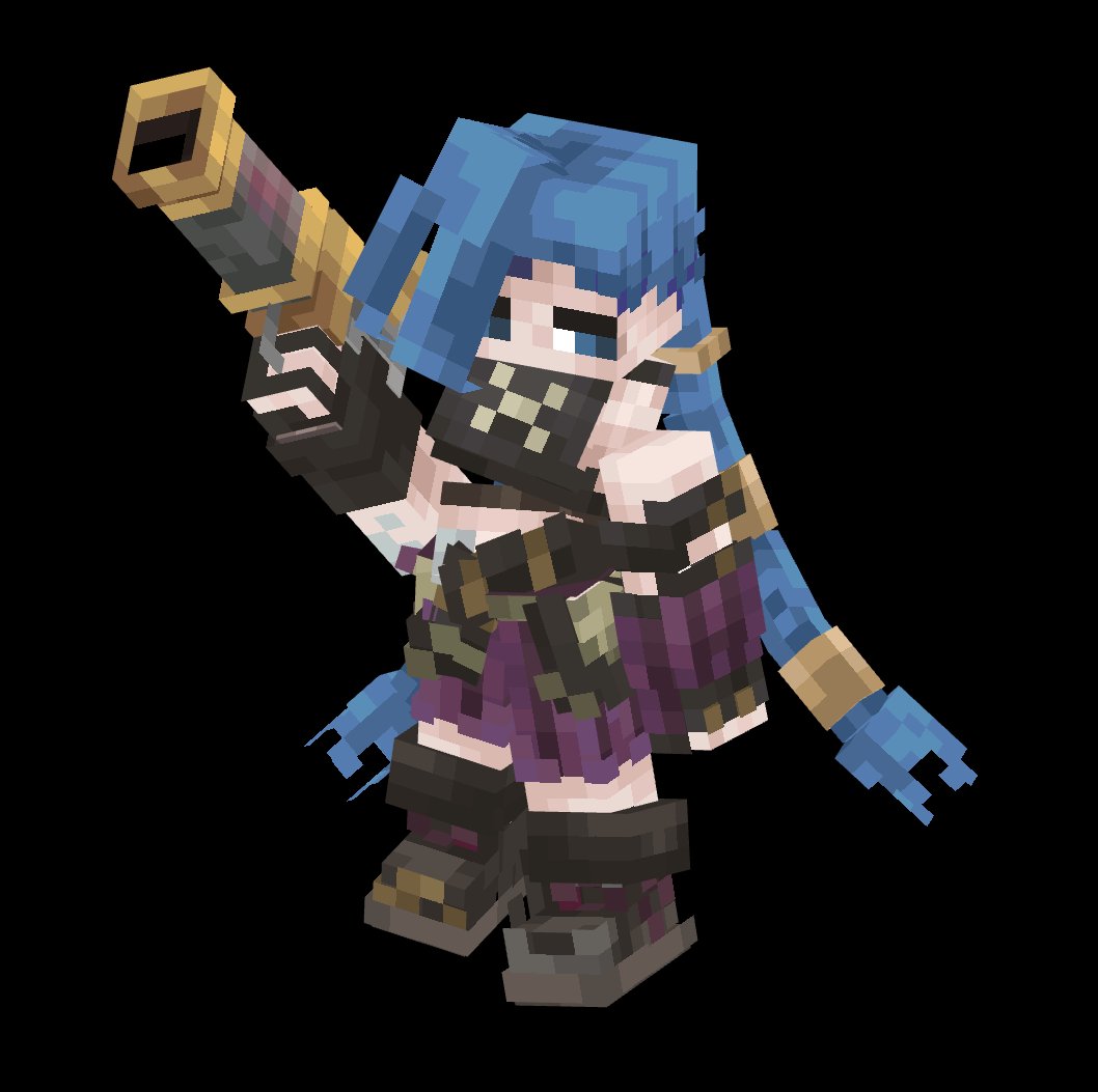 PixWasHere_'s tweet image. #Jinx #Minecraft #Arcane #Blockbench #pixelart