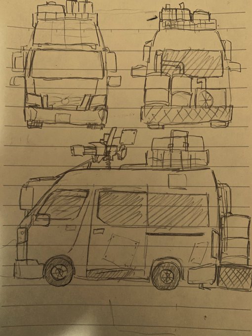 こんな感じのゴテゴテ旅仕様のキャラバン乗りたい(ガトリング砲付き) 