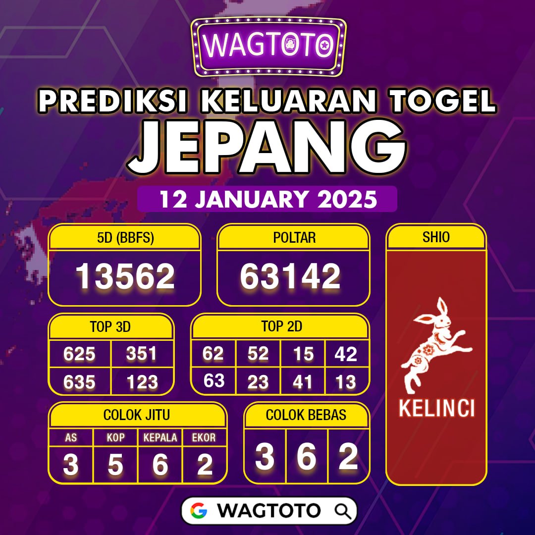 Pre-diksi keluaran JEPANG
12 JANUARI 2025
Semoga 4D mendarat di hari ini bosku!!