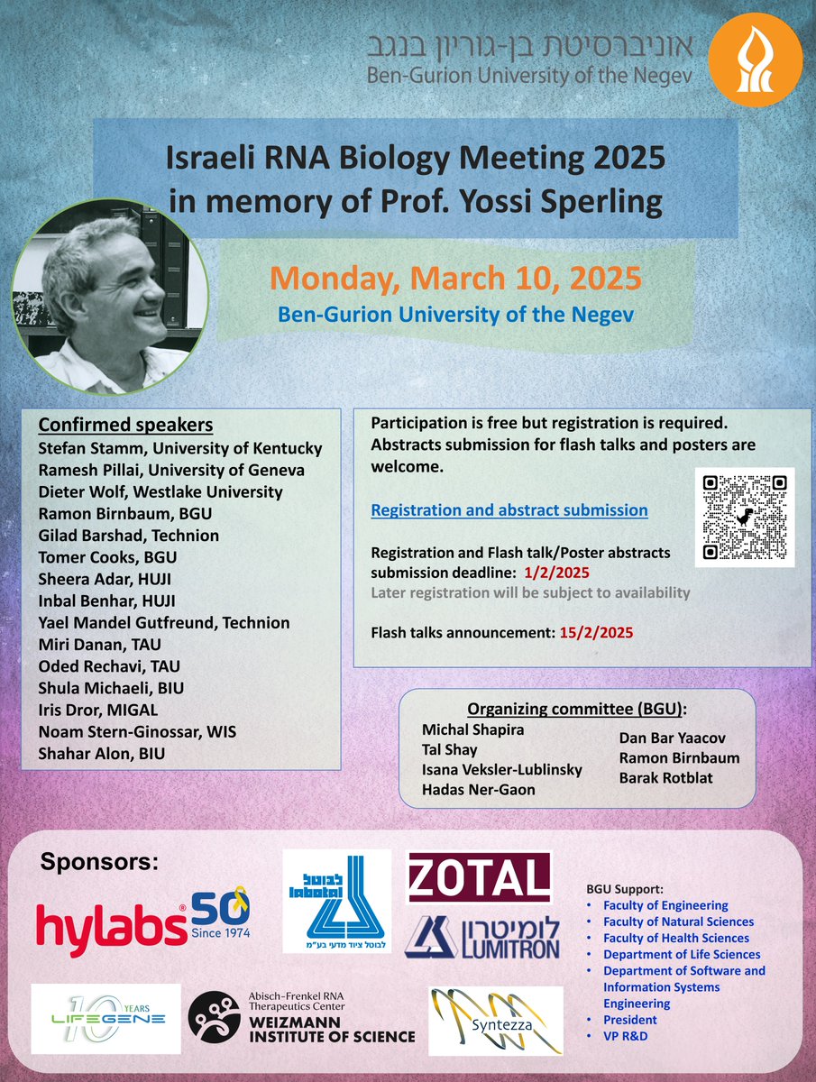 Isana Veksler-Lublinsky (@ilublinsky) on Twitter photo Join us at the Israeli RNA Biology Meeting 2025 ๐งฌโจ
๐
March 10, 2025 | ๐ Ben-Gurion University of the Negev
<a href="/RNA_ISR/">The Israeli RNA Society</a> Join us at the Israeli RNA Biology Meeting 2025 ๐งฌโจ
๐
March 10, 2025 | ๐ Ben-Gurion University of the Negev
<a href="/RNA_ISR/">The Israeli RNA Society</a>