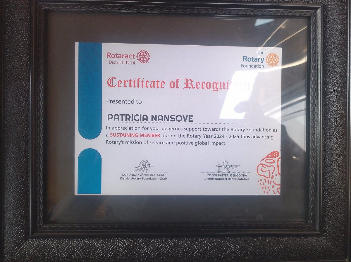RCTmakindyeWest's tweet photo. Supporting the Rotary Foundation is a key goal for our club this year. We proudly celebrate our president @Bugembe_steve being pinned as a Paul Harris Fellow and Ryt Nansove being recognized as a sustaining member. These milestones reflect our commitment to impactful service https://t.co/PTmAU9l97l