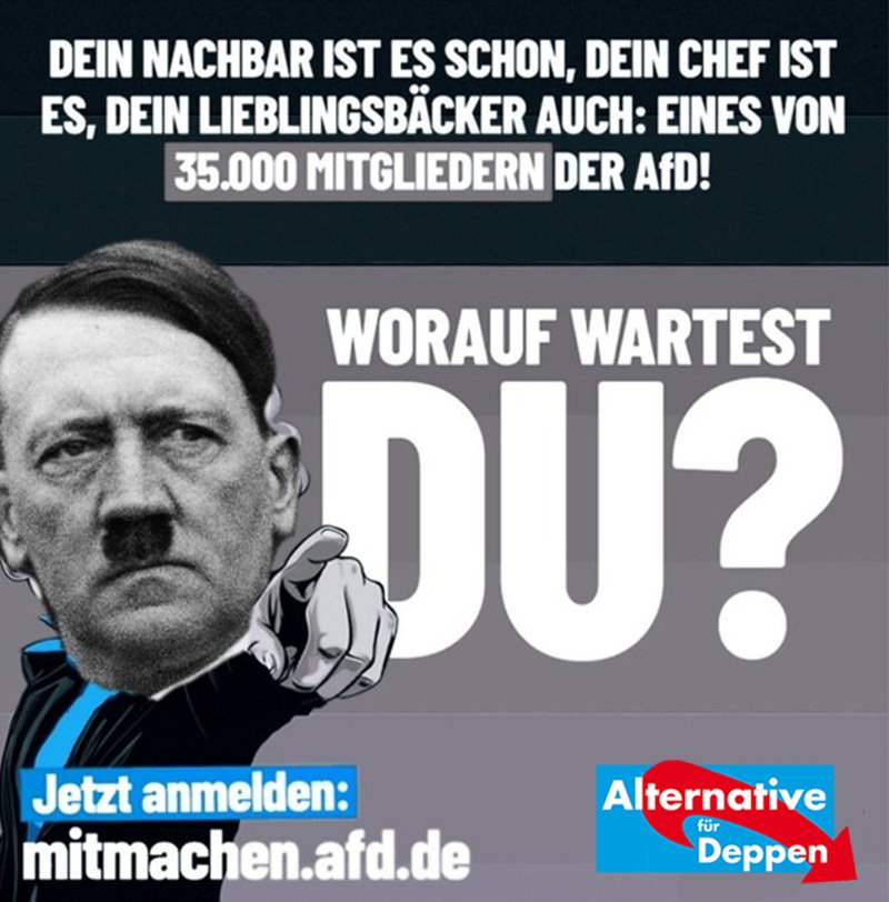 Mallorca_Vida's tweet photo. @jreichelt Ich will kein Deutschland das von Rechtsradikalen Idioten der #AfdMachtDumm in einer Faschistischen Diktatur kontrolliert wird! Ich will keine GESTAPO die Menschen in Lager stecken und Ermordet! Das ist was uns mit der AFD droht! Ich will eine Demokratie ohne die rechte AFD! https://t.co/YI2g8q96DI