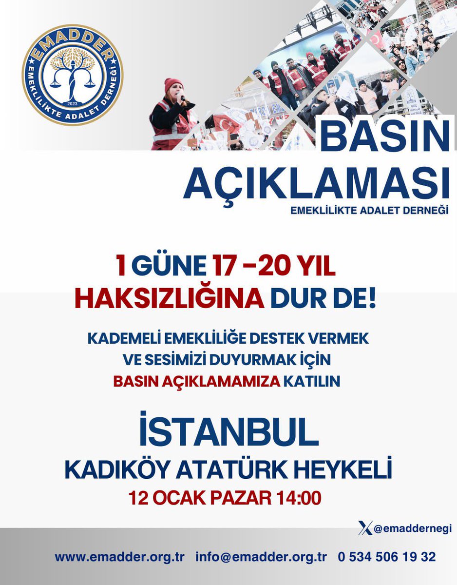mihribanugurluu's tweet photo. 📢 YENİ TAG DUYURUSU ‼️

👇👇👇👇👇👇👇
#KademeKadıköyde 

🌧️ Yağmur, çamur demeden, adalet mücadelemizi Türkiye’nin dört bir yanına duyurmak için bir kez daha bir araya geliyoruz❗️
Kadıköy’de bugün düzenleyeceğimiz basın açıklamasıyla sesimizi daha güçlü bir şekilde yükselteceğiz.

💪 Yıkılmayacağız, vazgeçmeyeceğiz❗️Çünkü bu haklı mücadelede hep birlikteyiz ve çözüm için kararlılıkla ilerlemeye devam ediyoruz.

YENİ TAG
👉 #KademeKadıköyde
@EmadDernegi