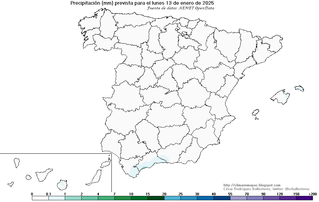 crballesteros's tweet photo. #ClimaEnMapas. Precipitación prevista para hoy y mañana, elaborada con la predicción horaria por municipios de #AemetOpenData
Más información en: https://t.co/Ybb01g4abA https://t.co/igTQ3V0LBd