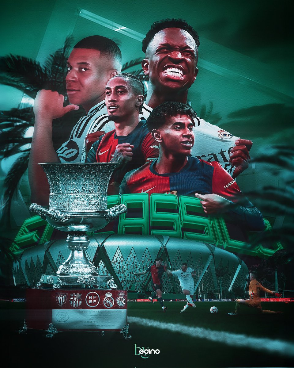 EdinoDesign's tweet photo. EDINO VISUAL - el Classico 
The highly anticipated Classico is here! 🔥 For this visual, I chose to highlight green as the centerpiece of the project, a symbolic and significant color in Saudi Arabia, where the match will take place at King Abdullah Stadium. 🇸🇦🎨 https://t.co/uCOTcdxDIx