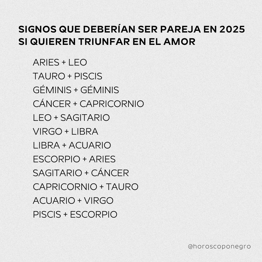horoscoponegro's tweet photo. Signos que deben ser pareja en 2025 si quieren triunfar ❤️‍🔥 https://t.co/TfdprBuU1e