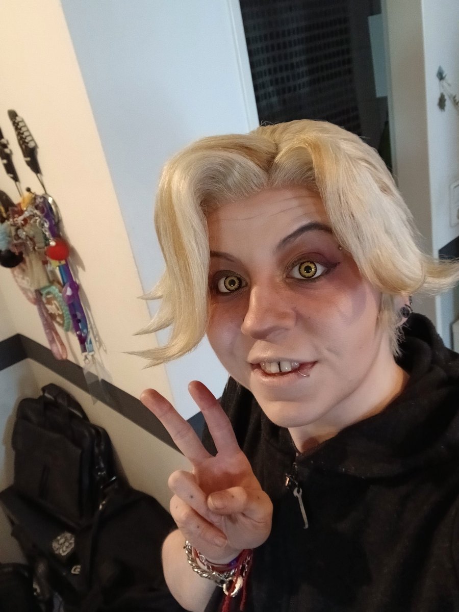NvRotten's tweet photo. When you're bored and you know it do a little Cosplay Make-up test for Abel x'DD definitly gonna change some stuff and get other contacts tho xD
#HazbinHotelAbel #HazbinHotel https://t.co/RZXmjjY2wk