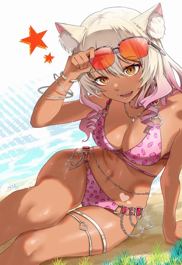 “Staaaaring pretty hard y’know~ I think gettin’ a good feel with your hands will burn my bod into your brain like totes better though!”