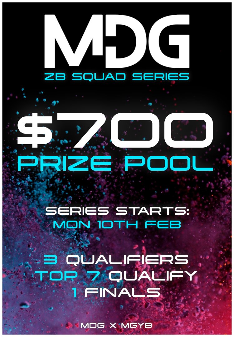 ANNOUNCING A 2 FOR 1! 🚨

➡️$500 COED ZB SQUADS | Sat 8th Feb 💵
➡️$700 ZB SQUAD SERIES | From Mon 10th Feb 🏆

A <a href="/mrsgotyourback/">mrsgotyourback</a> sponsorship 🤝

Invites for the Invitational will go out soon 📥