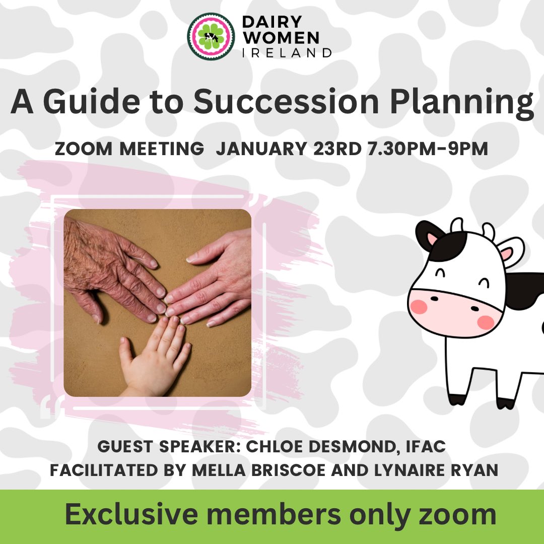 Join our members-only Zoom event on Succession Planning with Chloe Desmond, ACCA, B.Sc., Senior Accountant at IFAC Dungarvan.
🗓️ Date: Thursday, January 23rd ⏰ Time: 7:30 PM – 9:00 PM 💻 Platform:Zoom (link shared by email)
Sign up to membership - link in bio