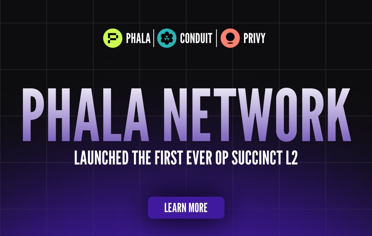 ucanseeofficial's tweet photo. The future of rollup infrastructure has arrived

@PhalaNetwork has launched the first
OP Succinct L2, powered by Conduit's rollup platform and @privy_io integrated wallet solutions.

$pha #tee #plala https://t.co/zour9oSo0a