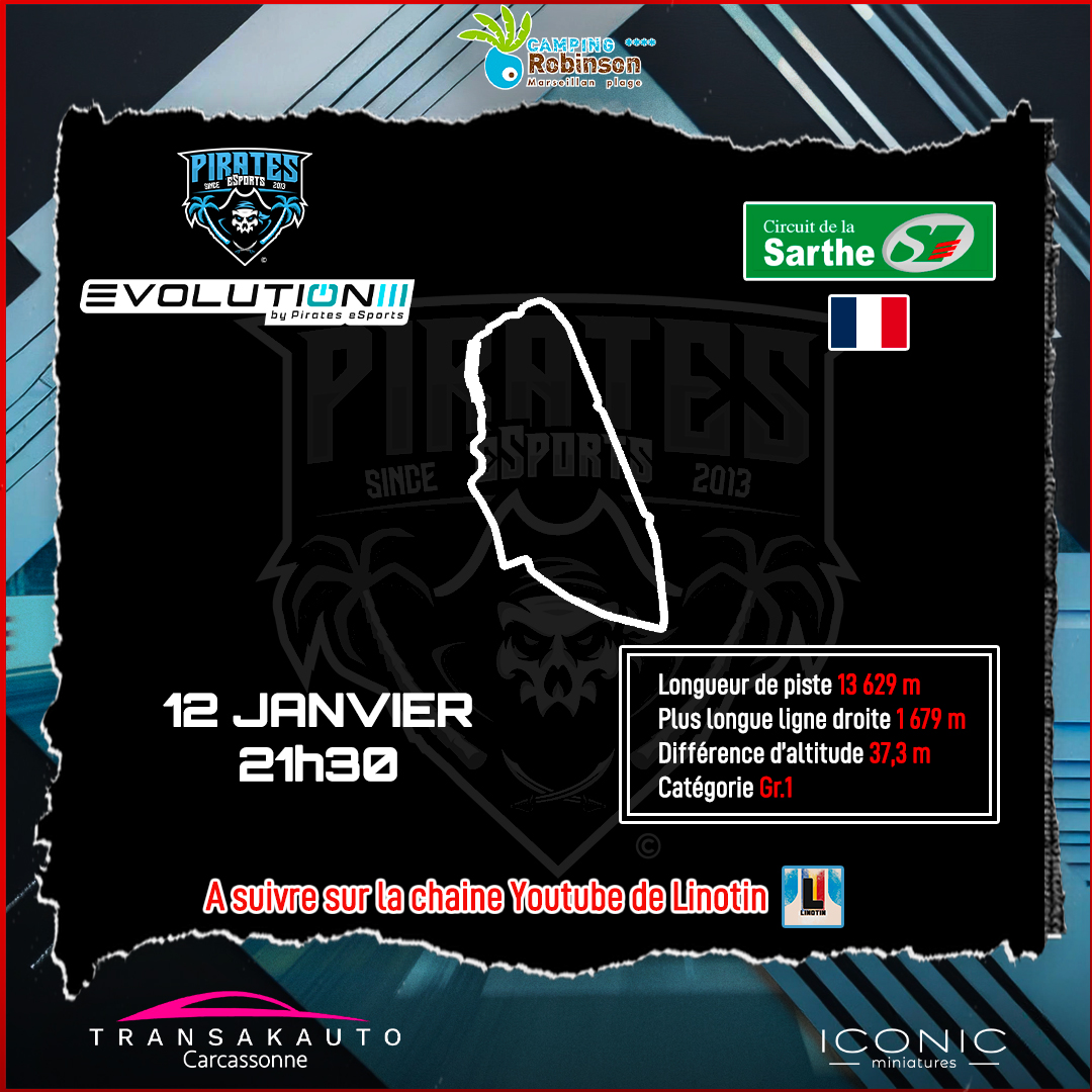🏁 GT7 - Évolution

Rendez vous ce soir pour la 5e étape de notre championnat Évolution sur GT7.

C'est Le Mans qui attend les pilotes cette fois-ci dans les bolides de Groupe 1 !!