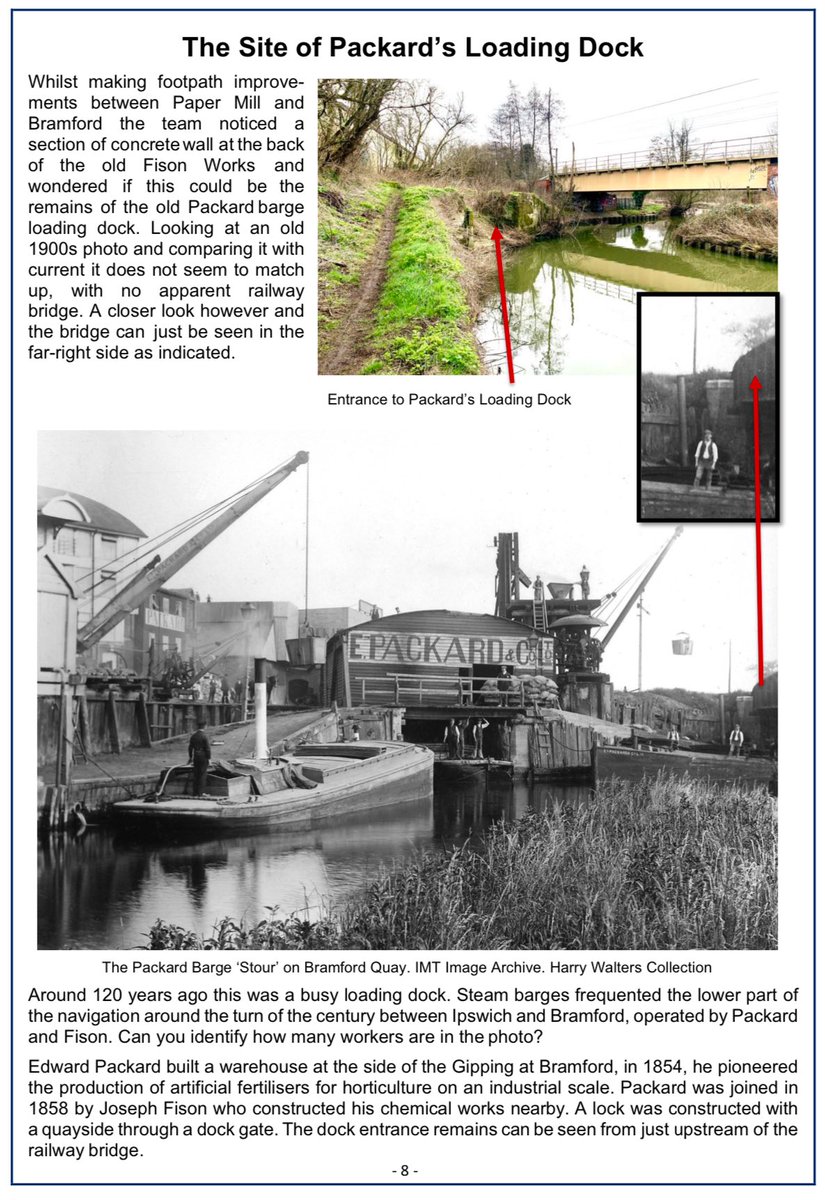 GippingTrust's tweet photo. @EUCWBramford a page from our spring 2024 newsletter that  might be of interest. The Trust will be putting up a new interpretation board here within the next few weeks, describing this and the Packard / Fisons steam barges that used the loading dock. https://t.co/0j2SLZn5Qf