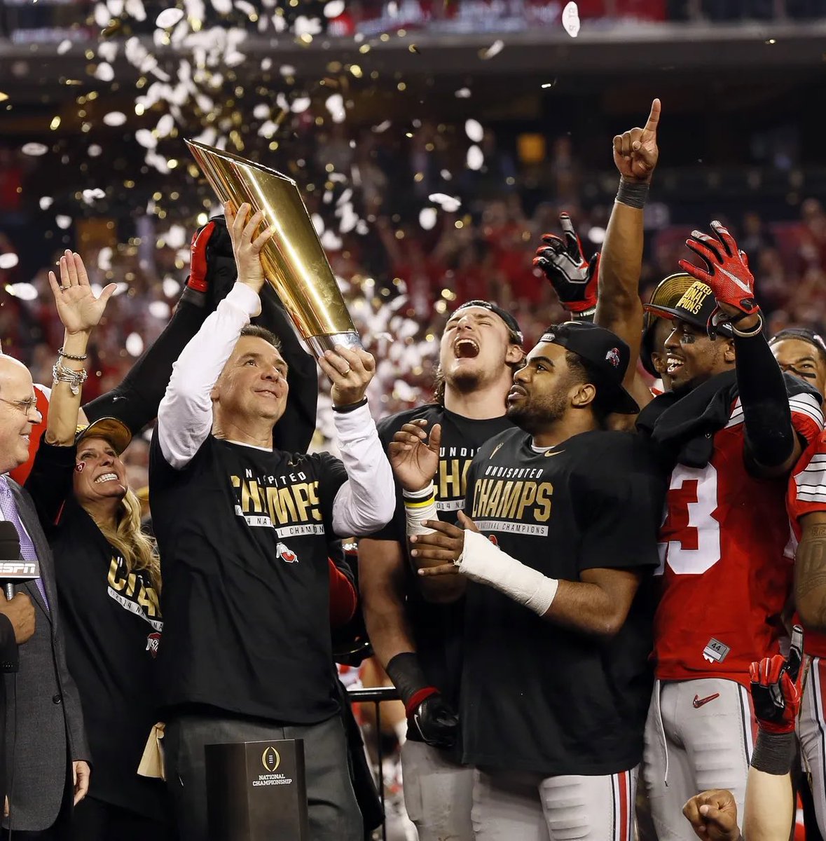 ON THIS DAY:

10 years ago, January 12, 2015, Ohio State won the inaugural College Football Playoff National Championship. 

A decade later, the Buckeyes find themselves playing for another national title. 

#GoBucks