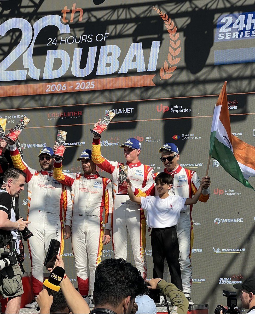 Congratulations AK Sir 🔥🔥🔥🔥🔥🔥
Seeing the Indian flag in your hand on such an esteemed international racing stage is a moment of immense pride, triumph and unmatched dedication. We are so so proud. Thanks for this sir. Only you can do this. 

#AjithKumarRacing #AjithKumar