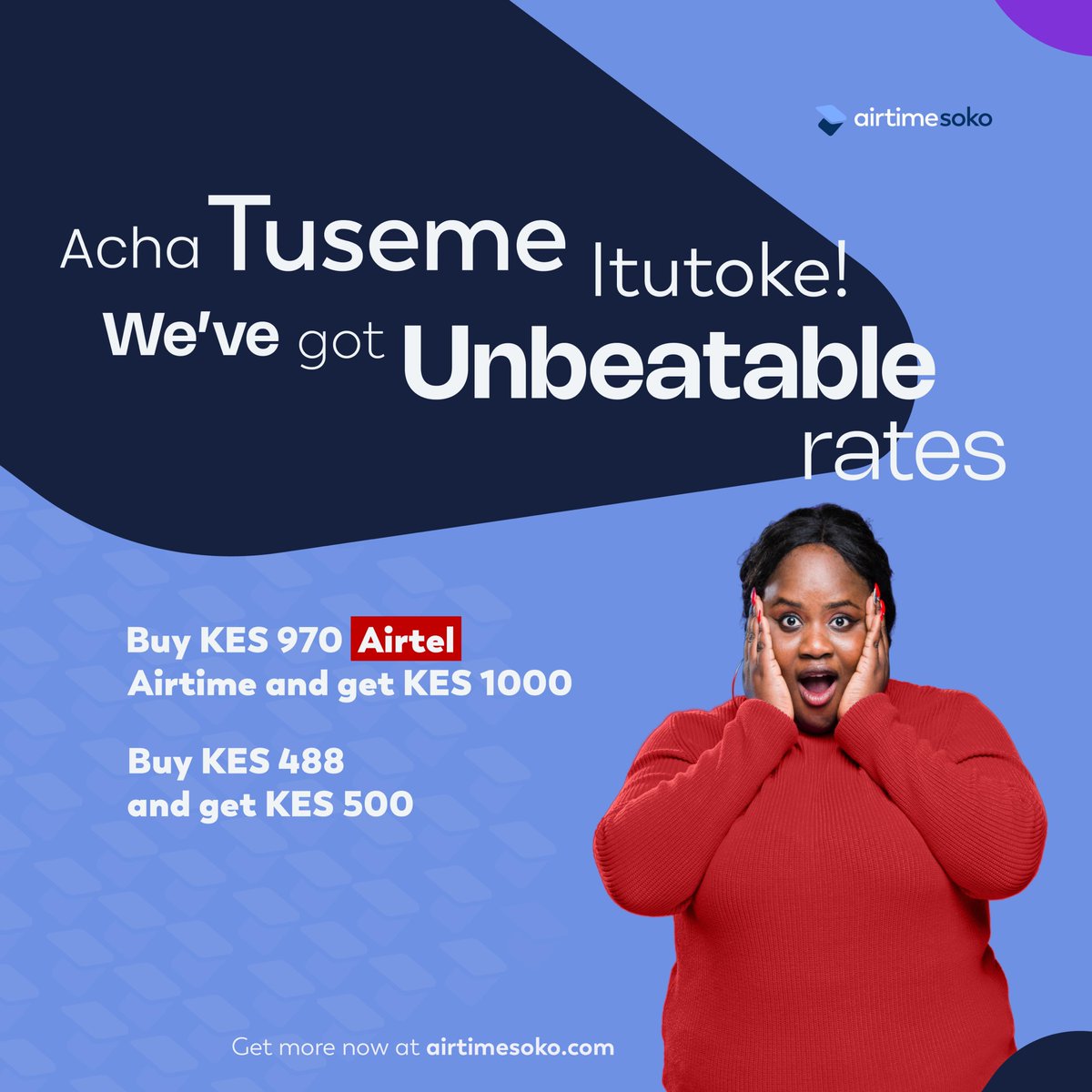 airtimesoko's tweet photo. #Airtel Airtime:
Buy 970 KES → Get 1000 KES (30 KES bonus)
Buy 488 KES → Get 500 KES (12 KES bonus) https://t.co/RAzdk4sO3B
