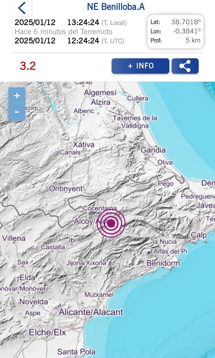 Última hora: terratrèmol de magnitud 3,2 amb epicentre a Benilloba (el Comtat) a les 13:24 h de diumenge. S'ha notat en tota la comarca i en les comarques veïnes. L'heu notat?