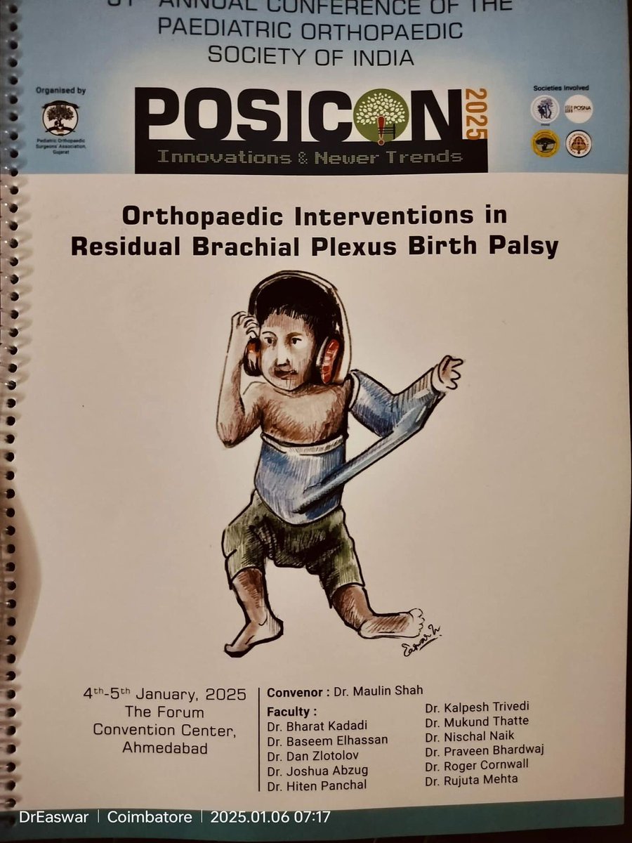 childortho's tweet photo. One of the enduring images for me about the #posicon2025 at #ahmedabad would be my #art on the cover of the #handout for the advanced workshop of #residualbrachialplexusbirthinjury
Always lovely to see your artwork in print !
@POSI_in
#erbspalsy
#brachialplexusinjury
#posicon https://t.co/kXha1439m5