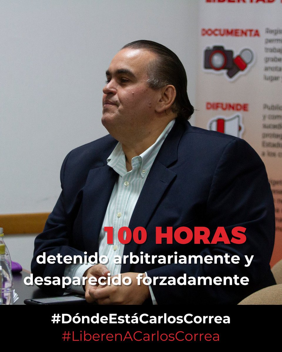 Seguimos sin saber sobre el paradero de Carlos tras más de 100 horas de ser interceptado por funcionarios de seguridad en el centro de Caracas el #7ene.

¡Tenemos derecho a saber #DóndeEstáCarlosCorrea! 

#LiberenACarlosCorrea