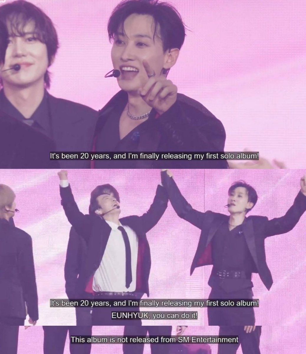 NCT20RESONANCE's tweet photo. EUNHYUK HAHDGSHAH 😭 UNHINGHED saying this in an smtown concert lmfao

"it's been 20 years and I'm finally releasing my first solo album!" (after leaving sm)

"this album is not released from SM!!" https://t.co/PSFFmlVfgw