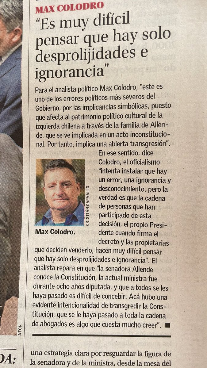 Comparto muy buen comentario de <a href="/maxcolodro/">Max Colodro ‎מָקס</a> sobre la fallida #compra de casa ex presidente Salvador Allende.